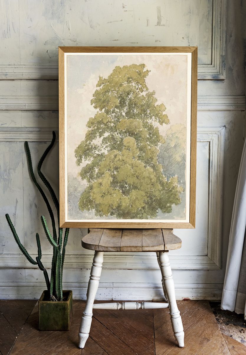Lush Green Tree — Watercolor Print. — room view 1