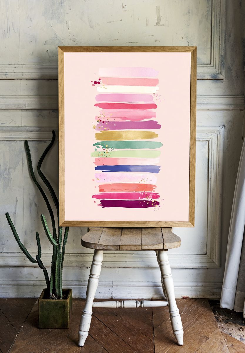Colorful Brush Strokes — Watercolor Print. — room view 1