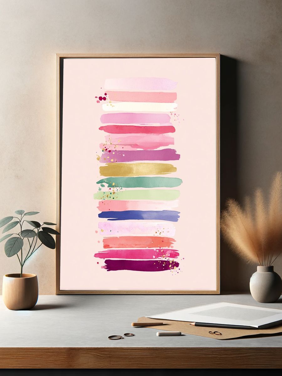 Colorful Brush Strokes — Watercolor Print. — room view 2