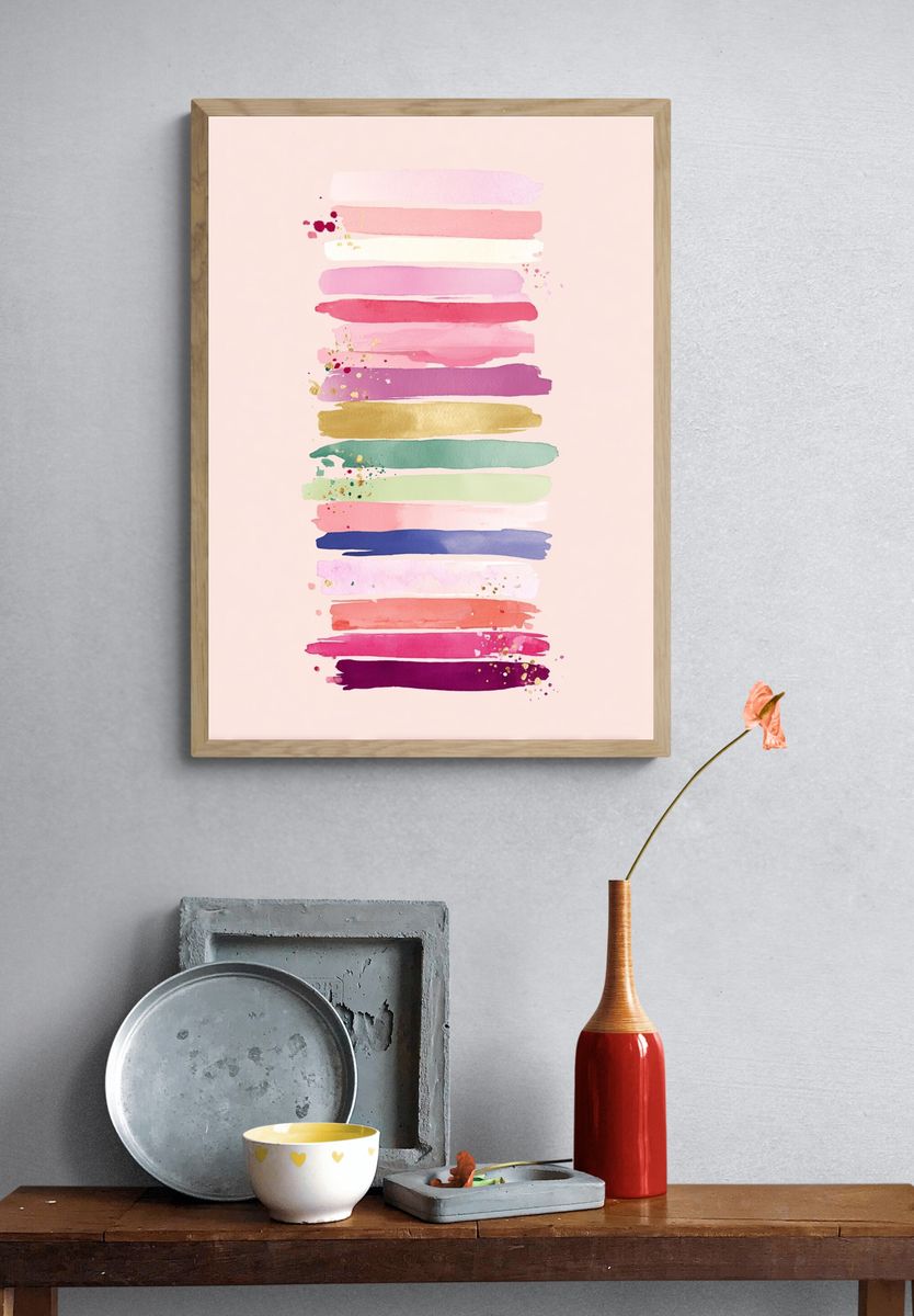 Colorful Brush Strokes — Watercolor Print. — room view 3