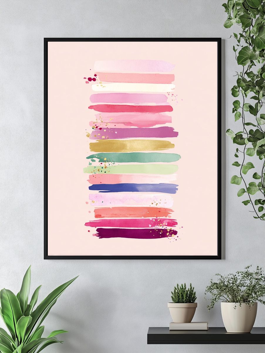 Colorful Brush Strokes — Watercolor Print. — room view 4