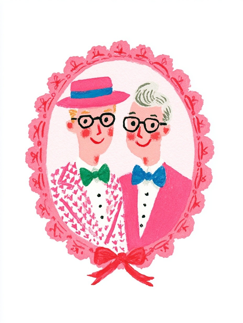 Whimsical Couple Portrait — Illustration Print. poster detail