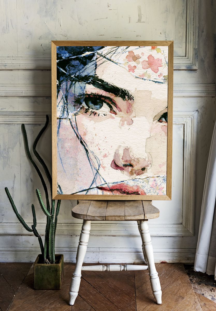 Watercolor Woman Portrait Print. — room view 1