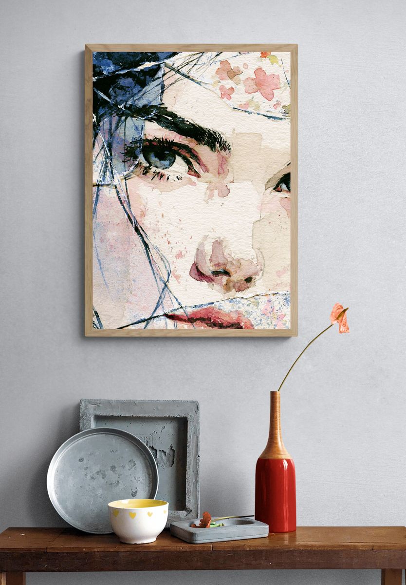 Watercolor Woman Portrait Print. — room view 3