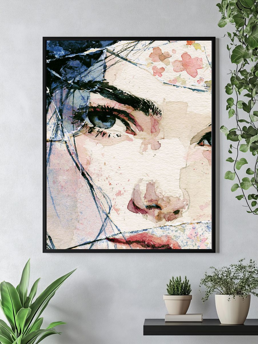 Watercolor Woman Portrait Print. — room view 4