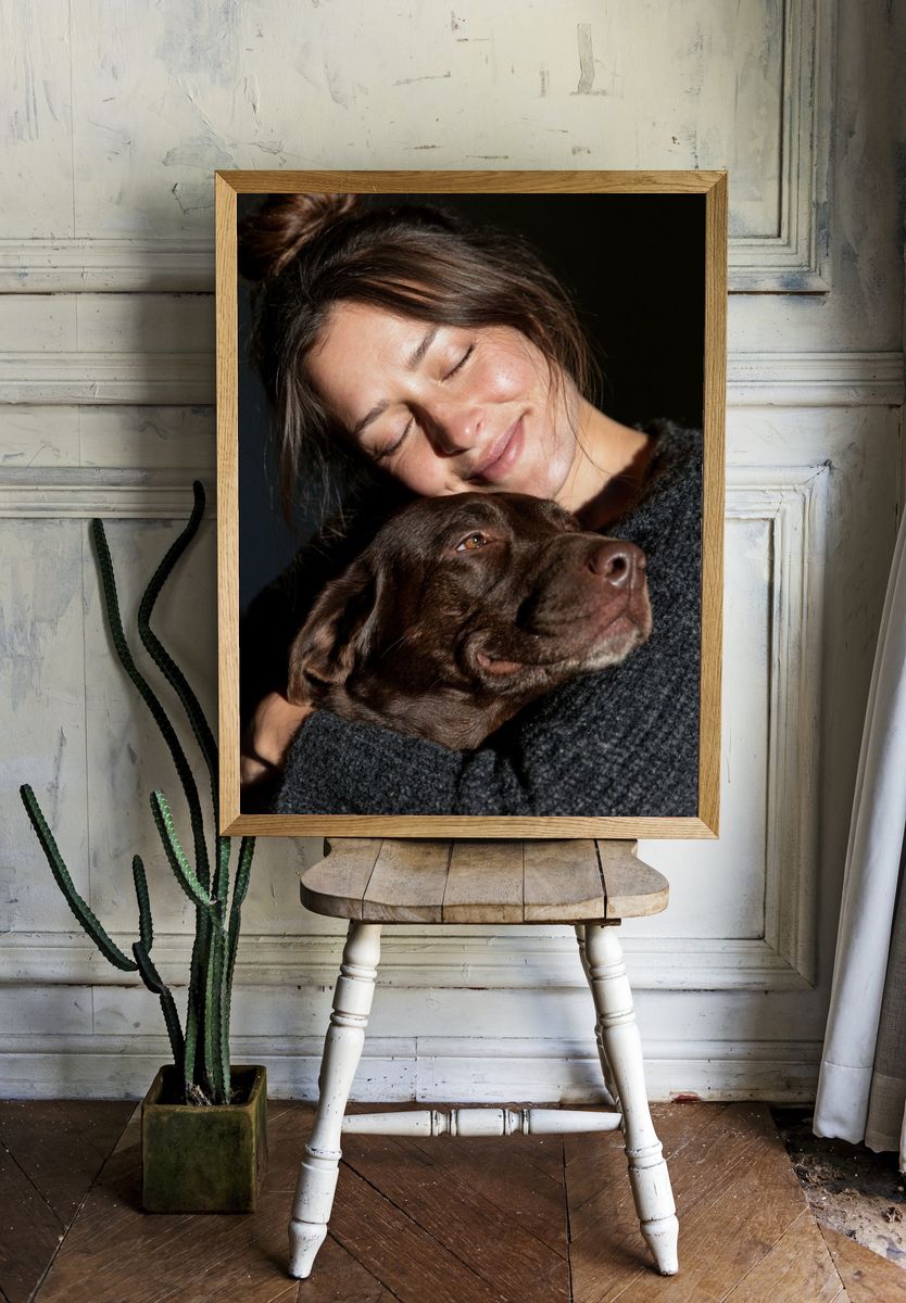 Woman and Dog Portrait Poster. room preview