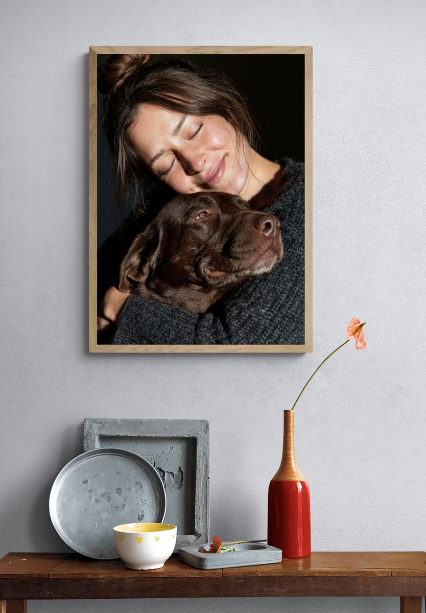 Woman and Dog Portrait Poster. — room view 3