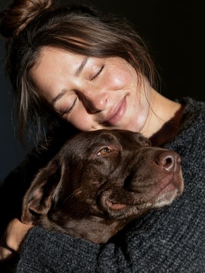 Woman and Dog Portrait Poster.