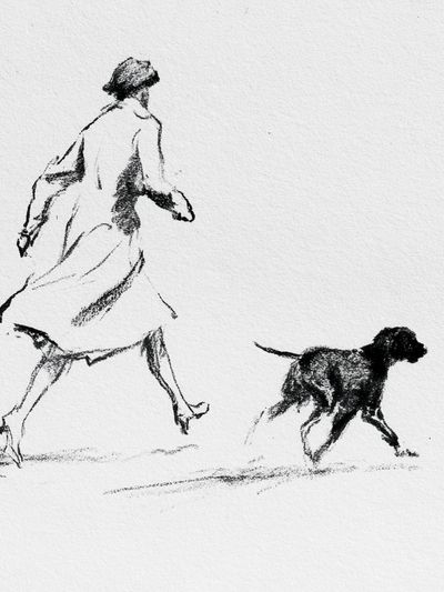 Woman and Dog Sketch Print.