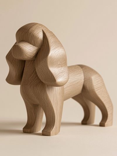 Wooden Dog Sculpture Print.