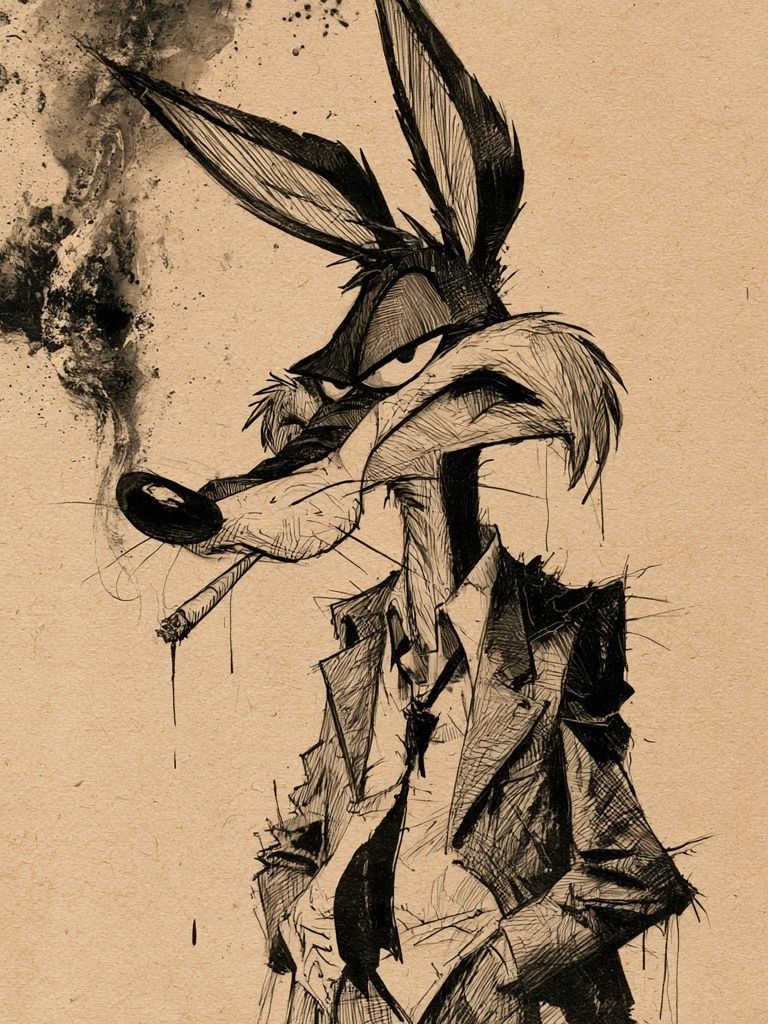 Wile E. Coyote Ink Sketch Poster. poster — illustration art