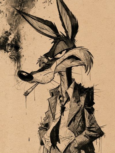 Wile E. Coyote Ink Sketch Poster.
