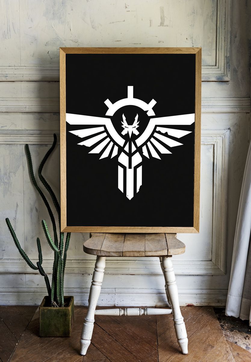 Winged Emblem Black-White Print. room preview