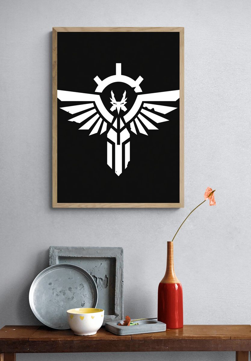 Winged Emblem Black-White Print. — room view 3