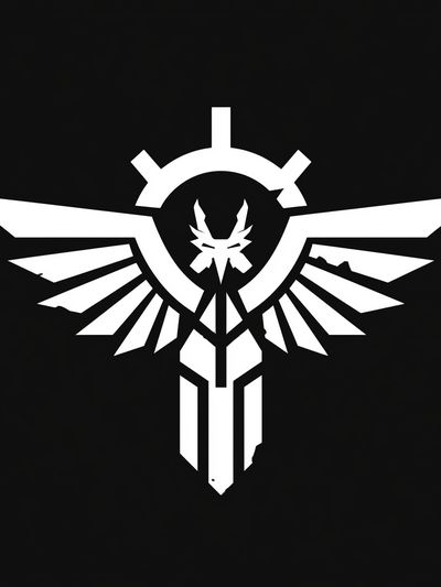 Winged Emblem Black-White Print.