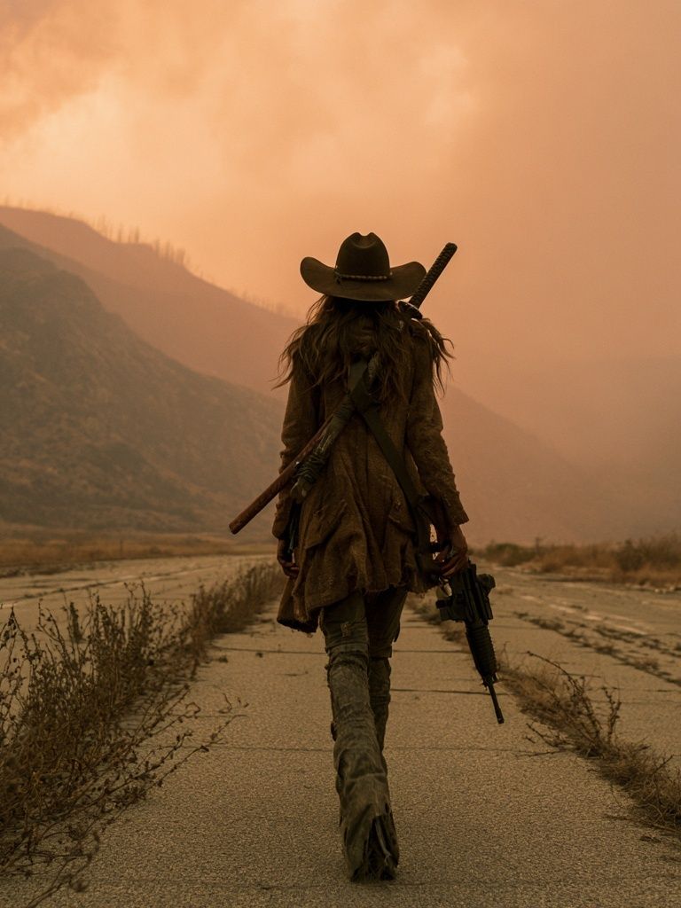 Lone Wanderer Desert Road Poster. poster detail