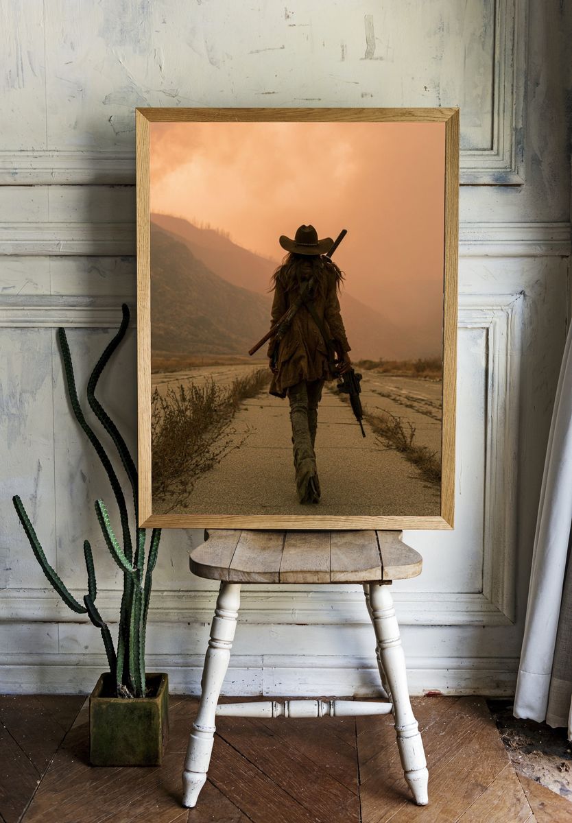 Lone Wanderer Desert Road Poster. room preview