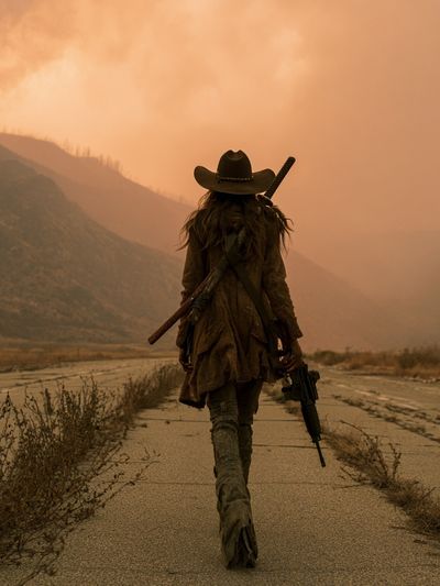 Lone Wanderer Desert Road Poster.