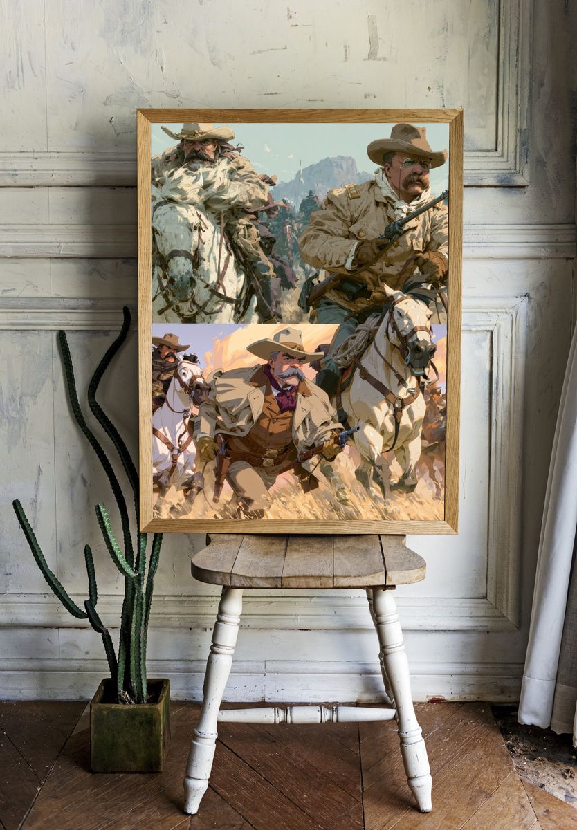 Western Cavalry Charge Illustration Poster. room preview