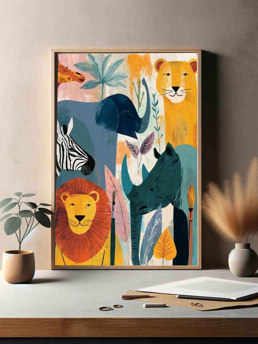 Wildlife Friends — Illustration Print. — room view 2