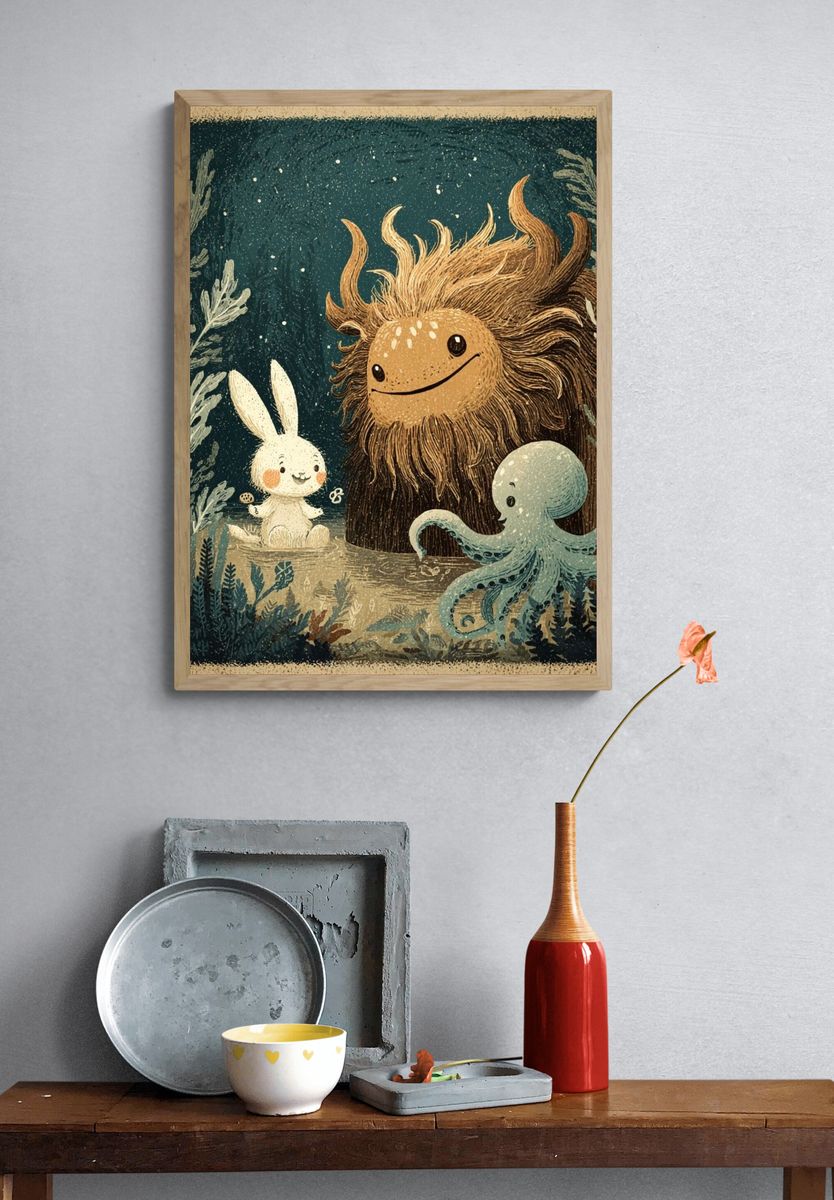 Whimsical Forest Creatures — Illustration Print. — room view 3
