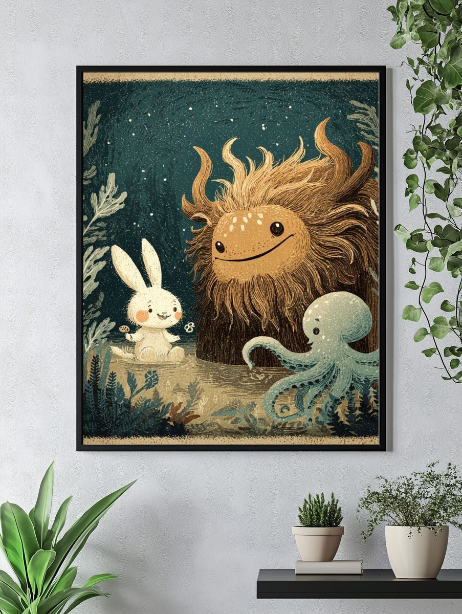 Whimsical Forest Creatures — Illustration Print. — room view 4