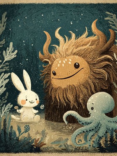 Whimsical Forest Creatures — Illustration Print. poster
