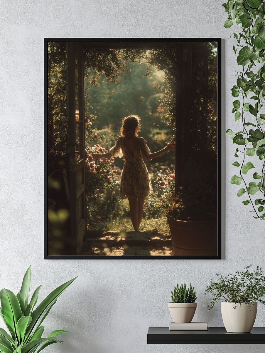 Woman in Floral Dress — Nature Photography Print. — room view 4