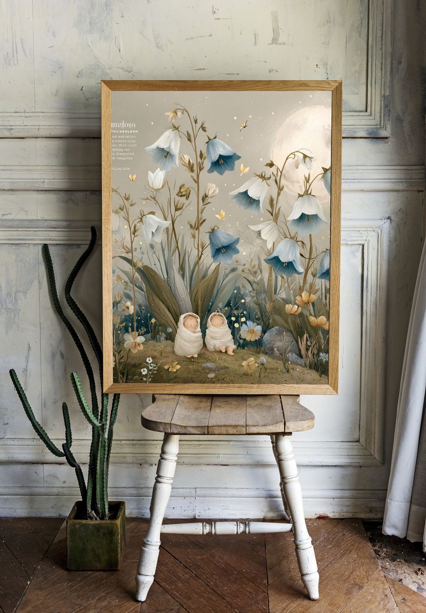 Whimsical Flower Garden — Illustration Print. — room view 1