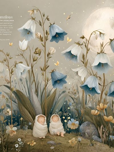 Whimsical Flower Garden — Illustration Print. poster print