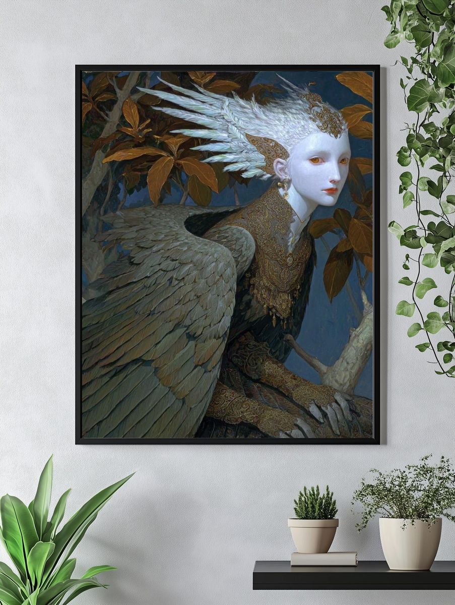 Winged Forest Figure Fantasy Print. — room view 4