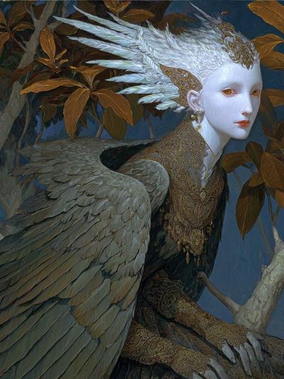 Winged Forest Figure Fantasy Print. poster