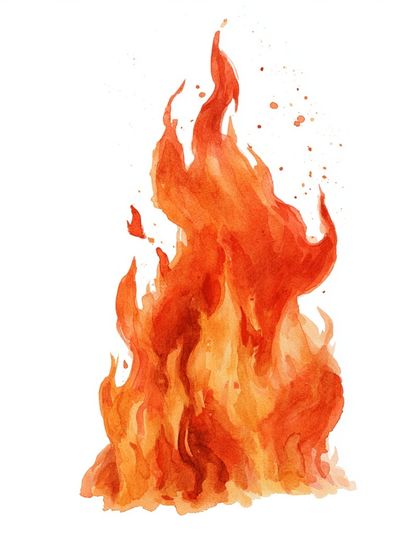 Watercolor Flame Illustration Poster.