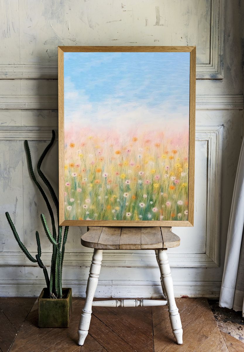Wildflower Meadow — Pastel Print. — room view 1