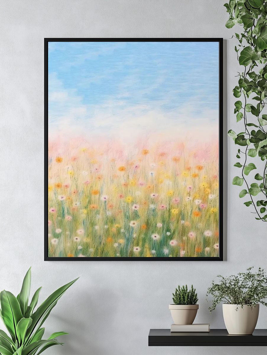 Wildflower Meadow — Pastel Print. — room view 4