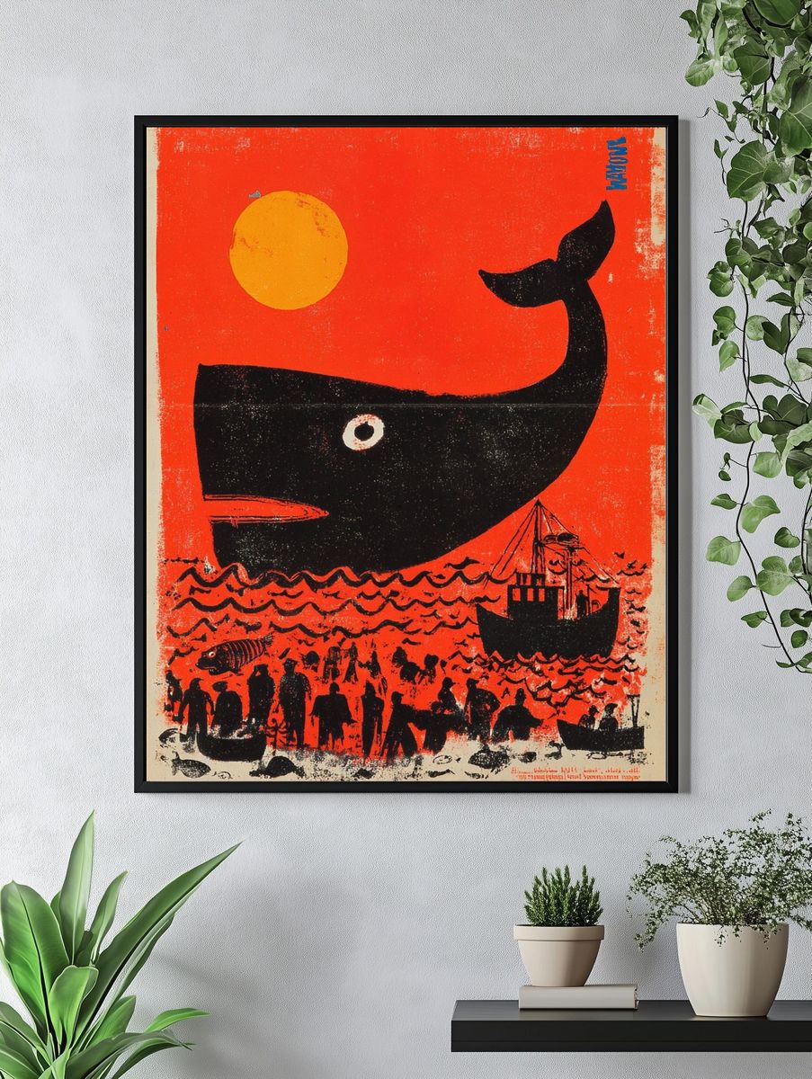 Whale and Fishermen — Vintage Print. — room view 4