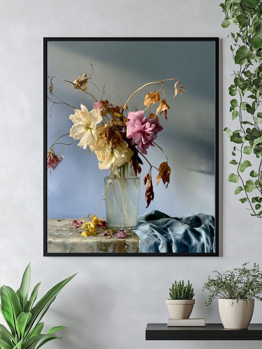 Wilted Flowers Still Life Print. — room view 4