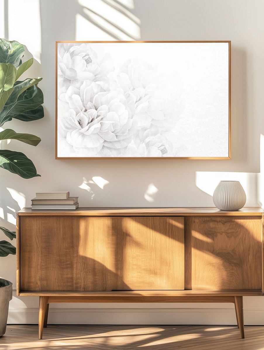 White Floral Watercolor Poster. — room view 3