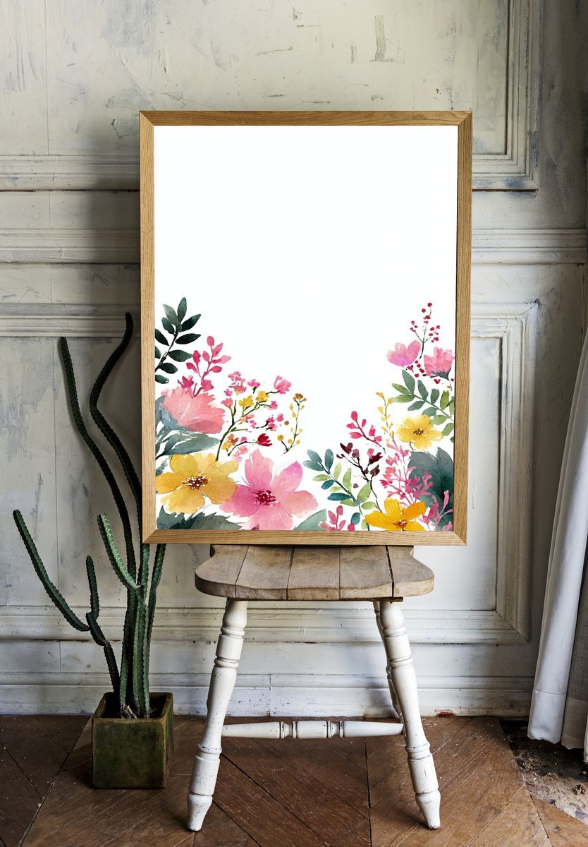Watercolor Floral Arrangement Poster. — room view 1