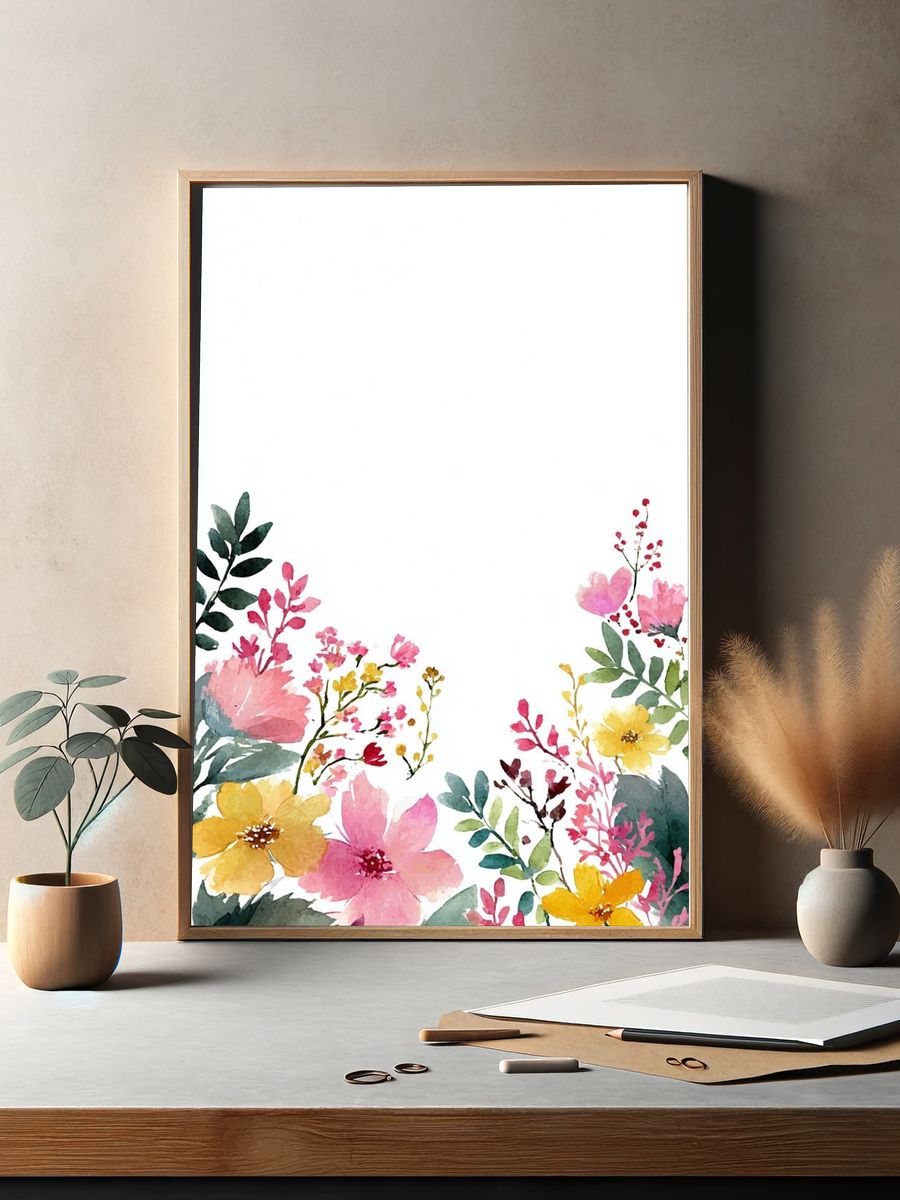 Watercolor Floral Arrangement Poster. — room view 2