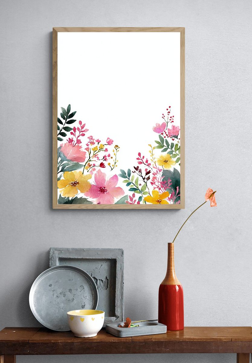 Watercolor Floral Arrangement Poster. — room view 3