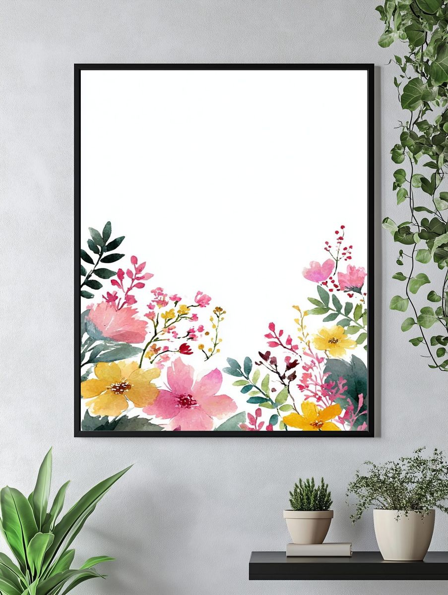 Watercolor Floral Arrangement Poster. — room view 4