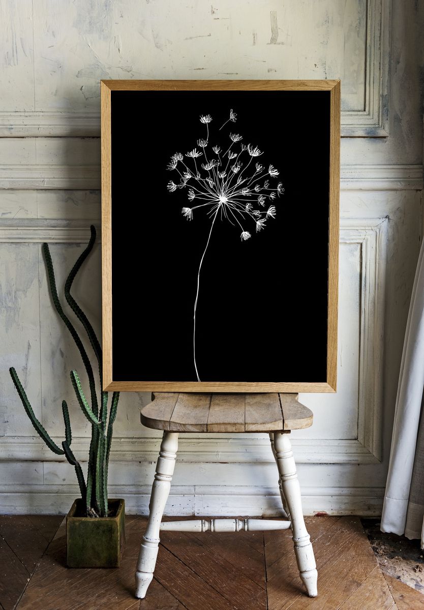 White Flower Silhouette — Minimalist Print. — room view 1