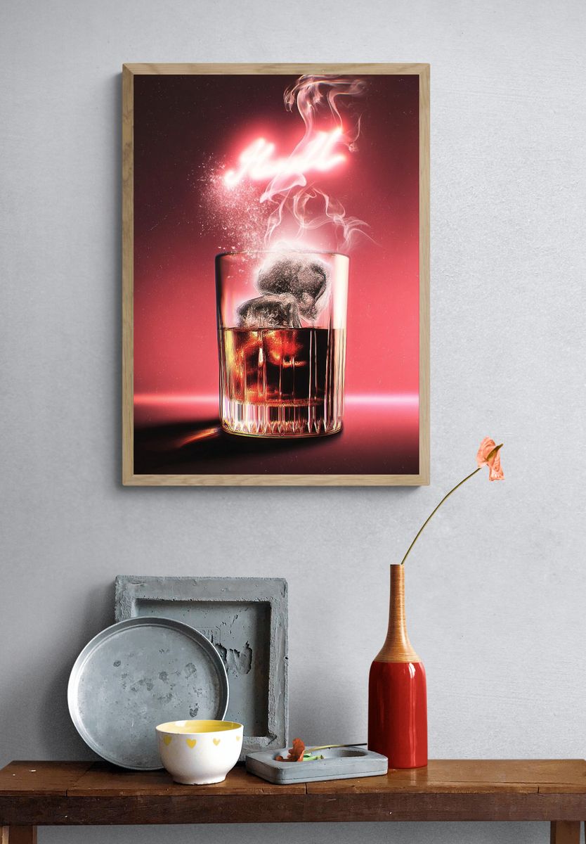 Whiskey Glass — Digital Art Print. — room view 3