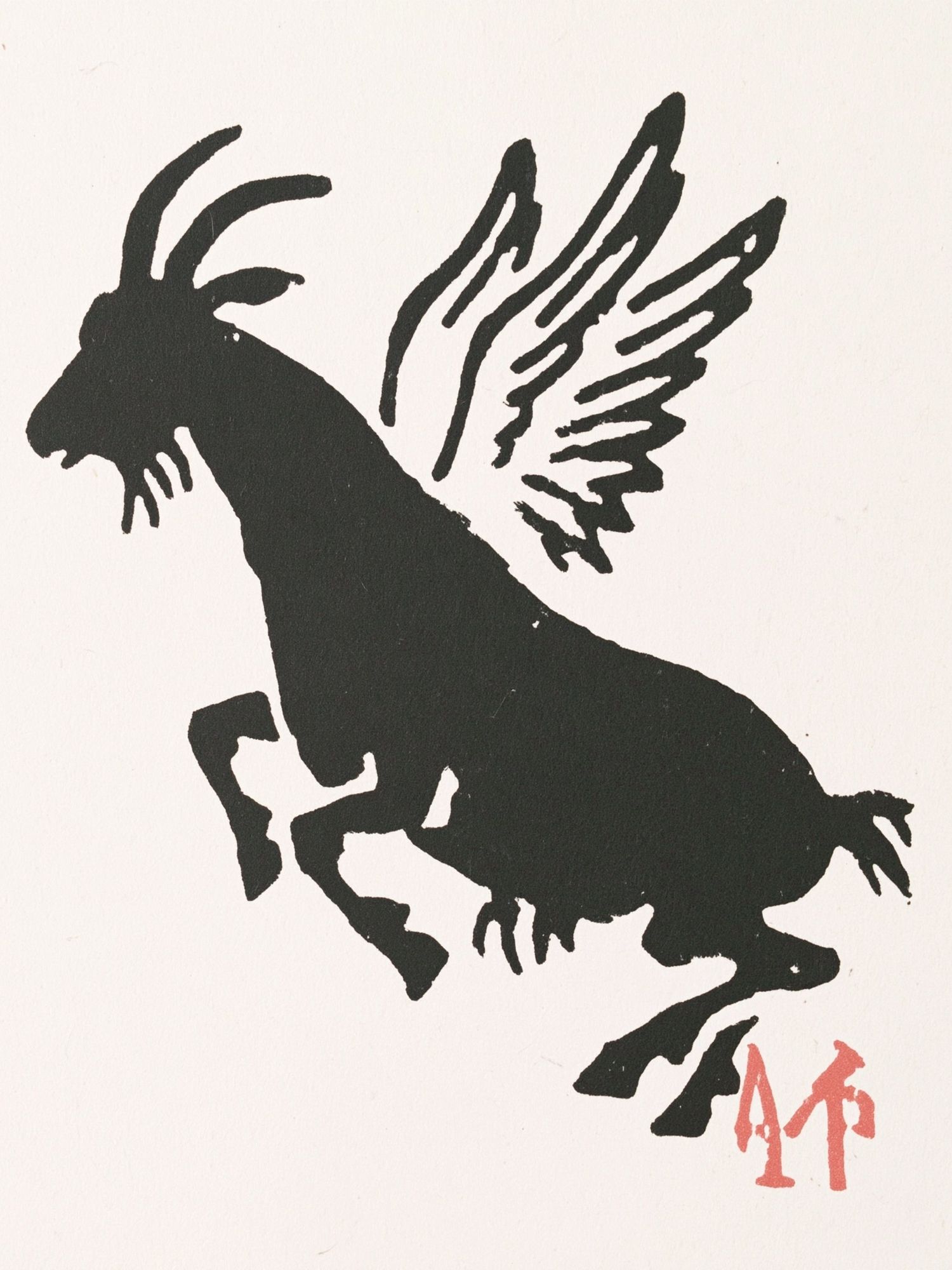 Winged Goat Ink Illustration Poster. poster — illustration art