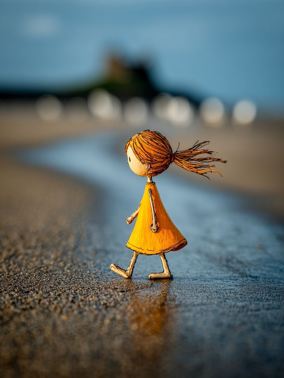 Whimsical Girl Walking — Illustration Print. poster detail