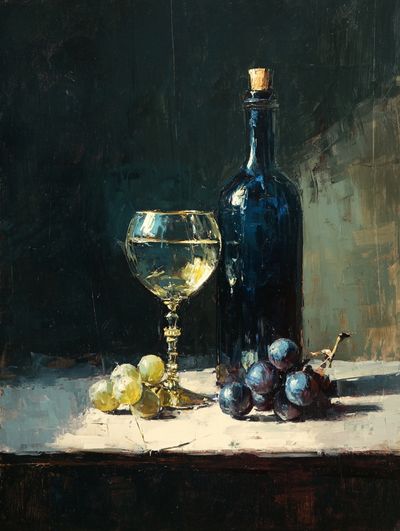 Wine and Grapes Still Life Poster. poster