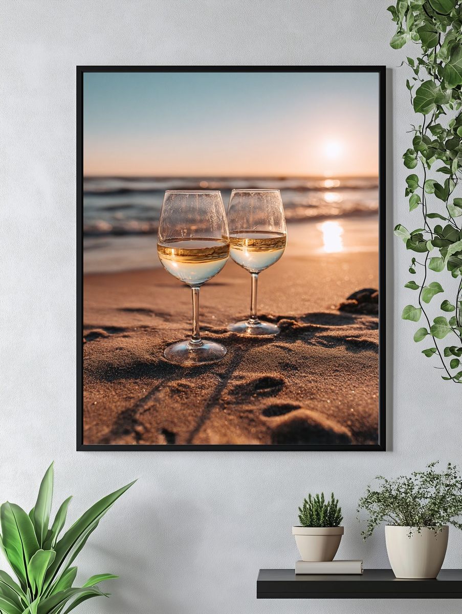 Wine Glasses at Sunset — Photography Print. — room view 4