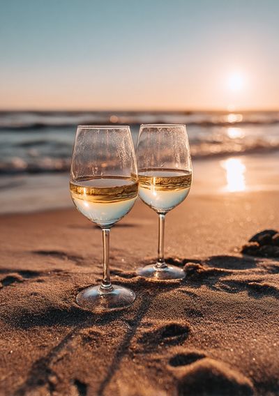 Wine Glasses at Sunset — Photography Print. poster print