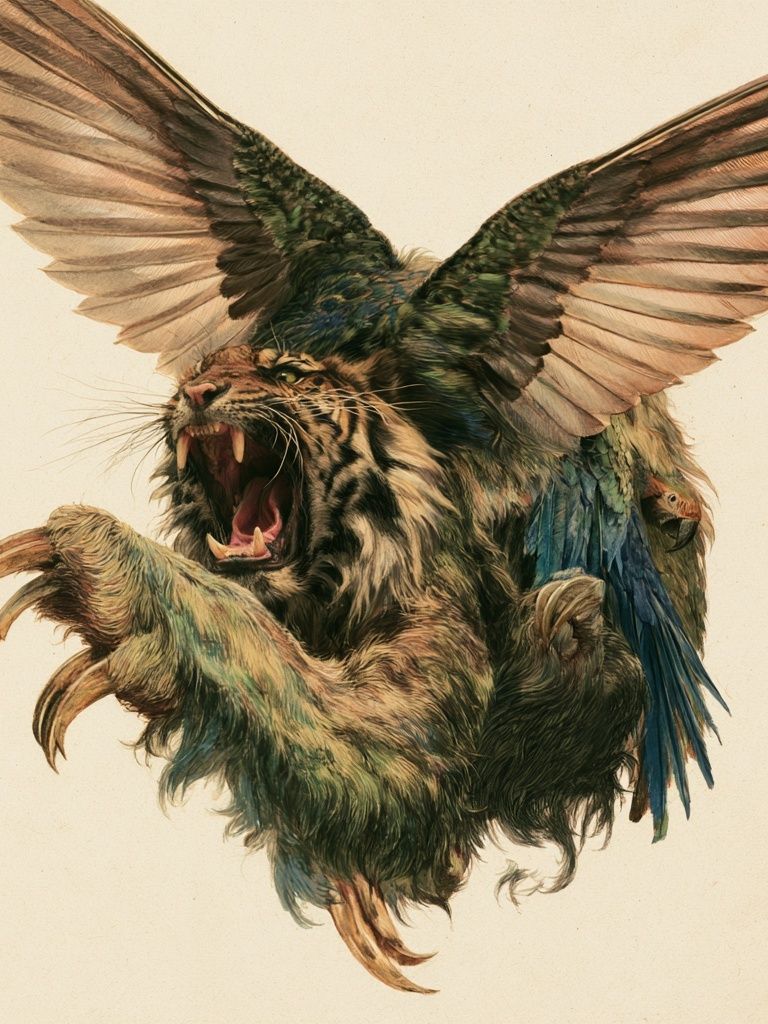 Winged Tiger Illustration Poster. poster detail